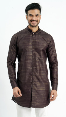 Desivibes Men Solid Straight Kurta(Brown)