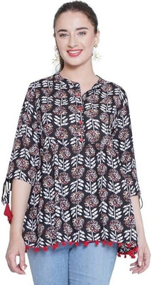 MISHIKA ENTERPRISES Women Floral Print A-line Kurta(Black)