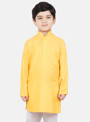 SG YUVRAJ Boys Solid A-line Kurta(Yellow)