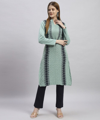 WILLEY Women Self Design Straight Kurta(Light Green)