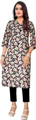 jagruti art Women Floral Print A-line Kurta(Black)