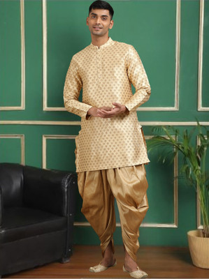 Tattva Men Printed Straight Kurta(Beige)