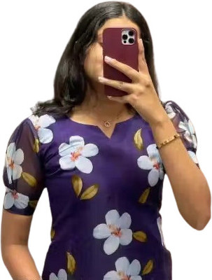 Shop Deals Women Floral Print A-line Kurta(Purple)