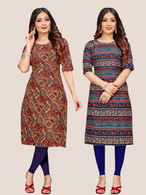 Nitya Trendz Women Printed Straight Kurta(Multicolor)