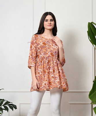 Glowworld Women Printed Straight Kurta(Yellow)