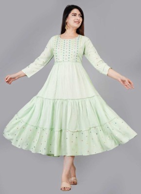 SANWARIYA FASHION Women Printed Anarkali Kurta(Light Green)