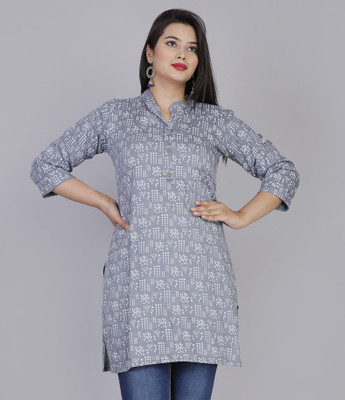 NEELKANTH TRENDS Women Printed Straight Kurta(Grey)