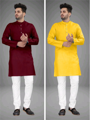 TRUST OUS Men Solid Straight Kurta(Multicolor)
