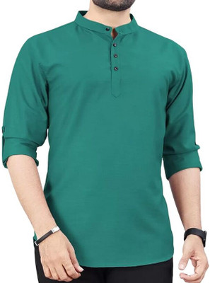 Vimal Star Men Solid A-line Kurta(Black)