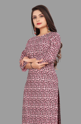 Jayshree Fab Women Printed Straight Kurta(Maroon, Pink, White)