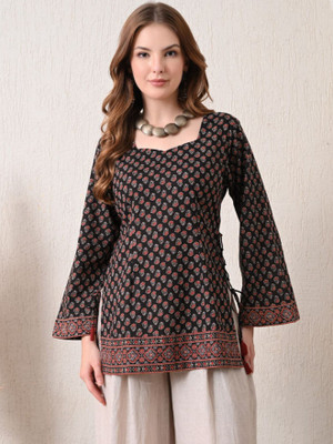 NIVEDANAM Women Floral Print Tunic Kurta(Black)