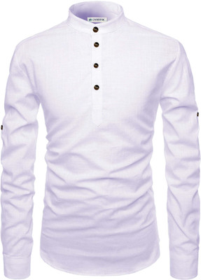 CROWNTAIL Men Solid A-line Kurta(White)