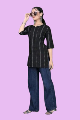 Texpa Creationqe Women Solid Anarkali Kurta(Black)