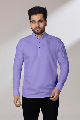 Fashion Marts Men Solid Straight Kurta(Blue)