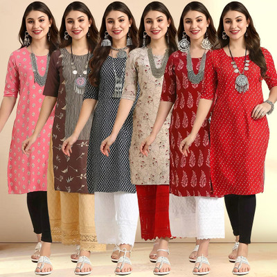 1 Stop Fashion Women Printed A-line Kurta(Multicolor)