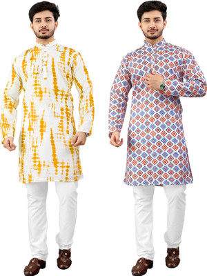 DHASU TRENDZ Men Printed Straight Kurta(Multicolor)