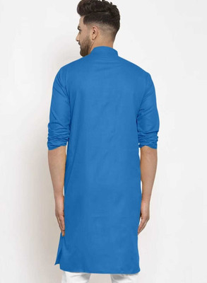 StoneHeart Men Solid Straight Kurta(Blue)