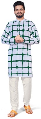 5stitch Men Embellished, Printed, Dyed/Ombre Straight Kurta(Green)