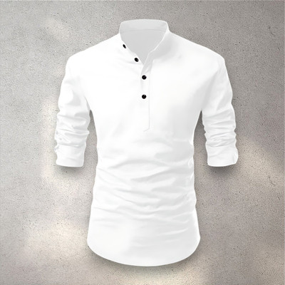 PRIMEICON Men Solid Straight Kurta(White)