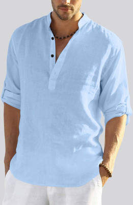 bellstone Men Solid Straight Kurta(Light Blue)