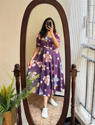 Zwc Women Printed Anarkali Kurta(Purple)