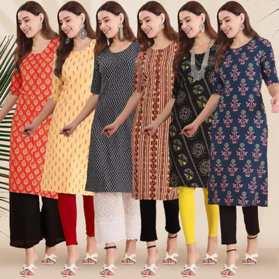 1 Stop Fashion Women Printed Straight Kurta(Multicolor)