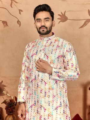 CELLUX Men Printed Straight Kurta(Multicolor)