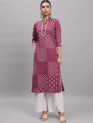 SHREE SHYAM FASHION Women Printed A-line Kurta(Maroon)