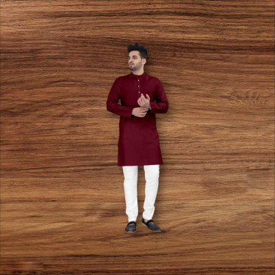 Shilpicare Men Solid Straight Kurta(Maroon)