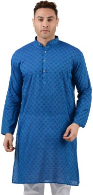 MAHARAJA Men Self Design Straight Kurta(Blue)