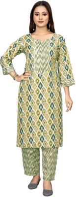 YATVIK CREATION Women Printed Straight Kurta(Green)