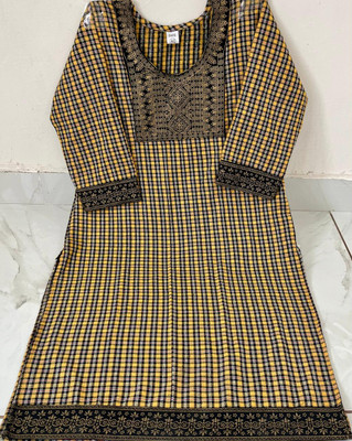 Goldeensports Women Printed A-line Kurta(Yellow)