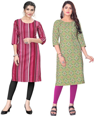 Dhruti Vaste Women Printed A-line Kurta(Multicolor)