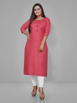 Sai veera Fashion Women Embroidered Straight Kurta(Pink)