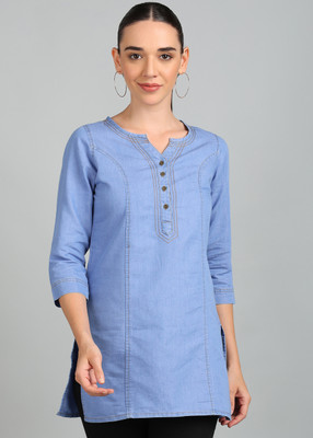 A.A. GARMENTS Casual Solid Women Light Blue Top