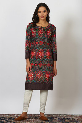 W Women Printed Straight Kurta(Multicolor)