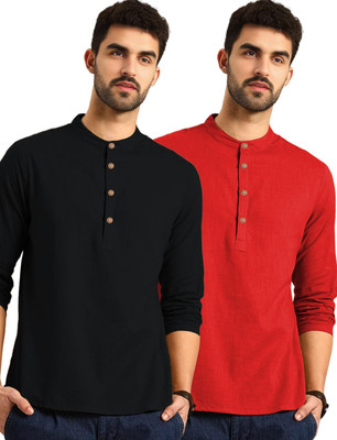 DaReal Men Solid A-line Kurta(Red)