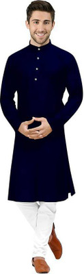 Rushva Men Solid Straight Kurta(Maroon)