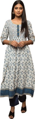 Atheia Women Printed A-line Kurta(Blue)