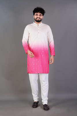 Keton Men Embroidered, Embellished Straight Kurta(Multicolor)