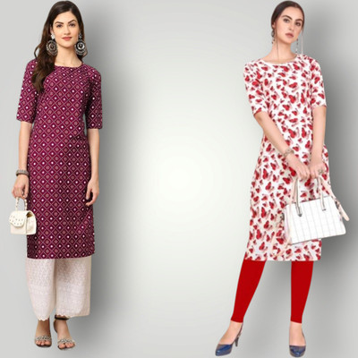HouseOfCommon Women Self Design Straight Kurta(Multicolor)