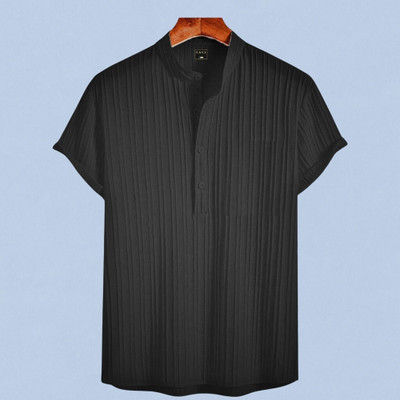Look Trendy Men Printed Straight Kurta(Black)