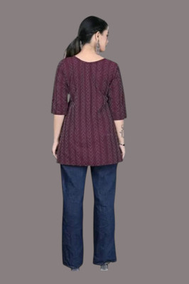 Rangrasiya Tex Women Striped Straight Kurta(Maroon)