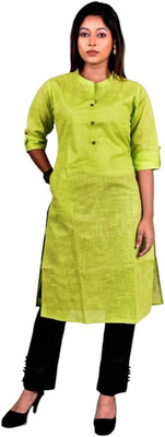 fits and fab Women Solid A-line Kurta(Green)