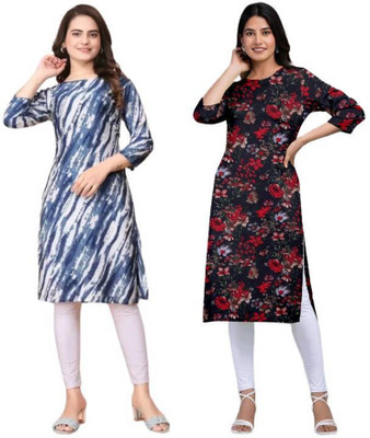 MIROSELLY CREATION Women Printed Straight Kurta(Multicolor)