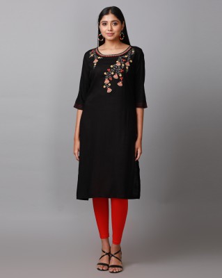 Alena Women Embroidered Ethnic Dress Kurta(Black)