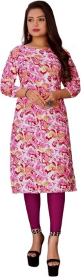 SARTHIFASHION Women Printed A-line Kurta(Pink)