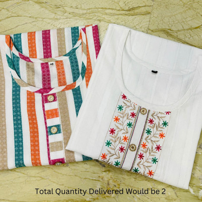 VROEGER Women Embroidered, Self Design Straight Kurta(Pink)