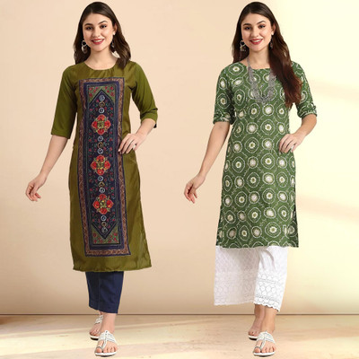 1 Stop Fashion Women Printed A-line Kurta(Multicolor)