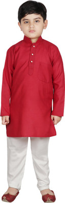 SG YUVRAJ Boys Festive & Party Kurta and Pyjama Set(Maroon Pack of 1)
